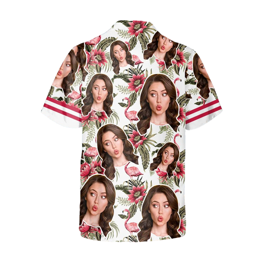 Flamingo Personalized Hawaiian Shirt, Custom Hawaiian Shirts With Face Moonbestprint