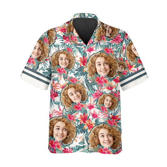 Floral Pattern Personalized Hawaiian Shirt, Custom Hawaiian Shirts With Face Moonbestprint
