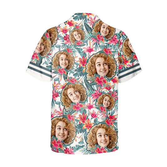 Floral Pattern Personalized Hawaiian Shirt, Custom Hawaiian Shirts With Face Moonbestprint