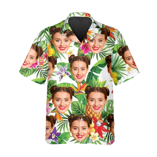 Pineapple Pattern Custom Hawaiian Shirt, Custom Hawaiian Shirts With Face Moonbestprint