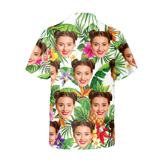 Pineapple Pattern Custom Hawaiian Shirt, Custom Hawaiian Shirts With Face Moonbestprint