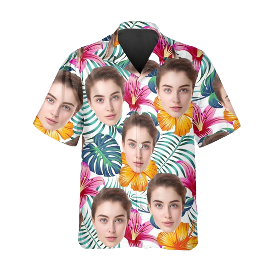 Summer Pattern Personalized Hawaiian Shirt, Custom Hawaiian Shirts With Face Moonbestprint