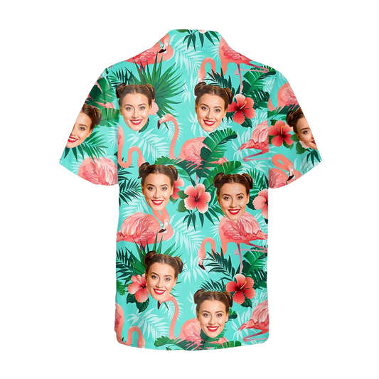 Flamingo Pattern Personalized Hawaiian Shirt, Custom Hawaiian Shirts With Face Moonbestprint