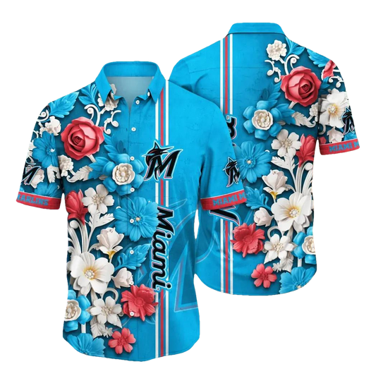 Miami Marlins MLB Flower Aloha Hawaiian Shirt 17, MLB Hawaiian Shirt Moonbestprint