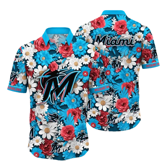 Miami Marlins MLB Flower Aloha Hawaiian Shirt 19, MLB Hawaiian Shirt Moonbestprint