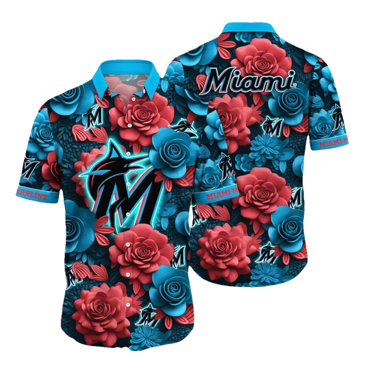 Miami Marlins MLB Flower Aloha Hawaiian Shirt 18, MLB Hawaiian Shirt Moonbestprint