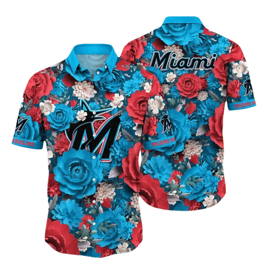 Miami Marlins MLB Flower Aloha Hawaiian Shirt 6, MLB Hawaiian Shirt Moonbestprint