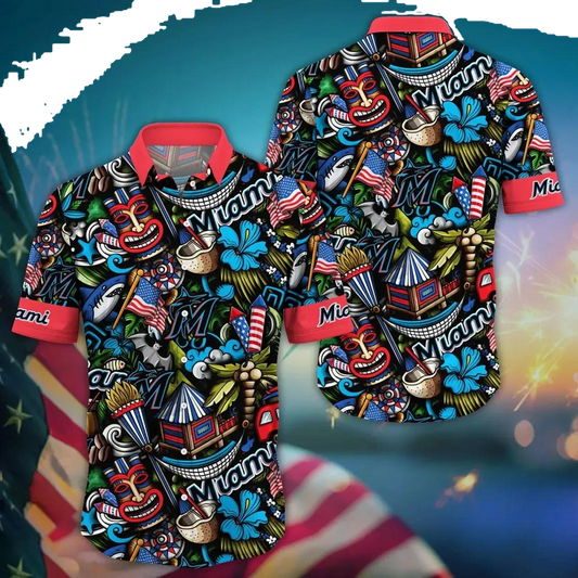 Miami Marlins MLB Flower Aloha Hawaiian Shirt 20, MLB Hawaiian Shirt Moonbestprint
