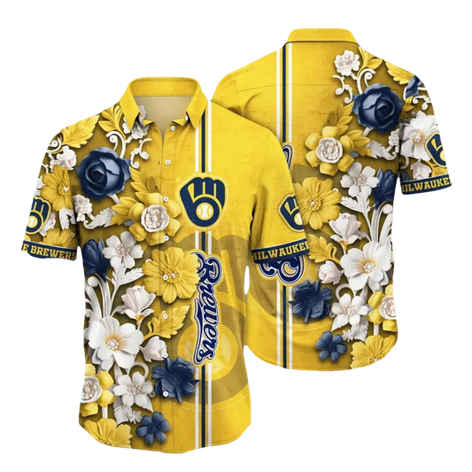 Milwaukee Brewers MLB Flower Aloha Hawaiian Shirt 11, MLB Hawaiian Shirt Moonbestprint