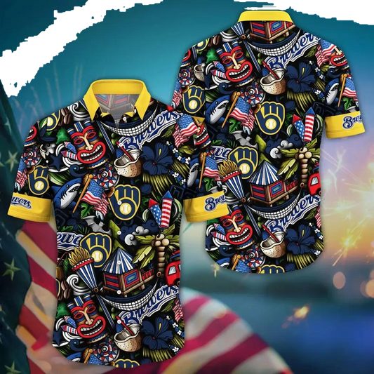 Milwaukee Brewers MLB Flower Aloha Hawaiian Shirt 12, MLB Hawaiian Shirt Moonbestprint