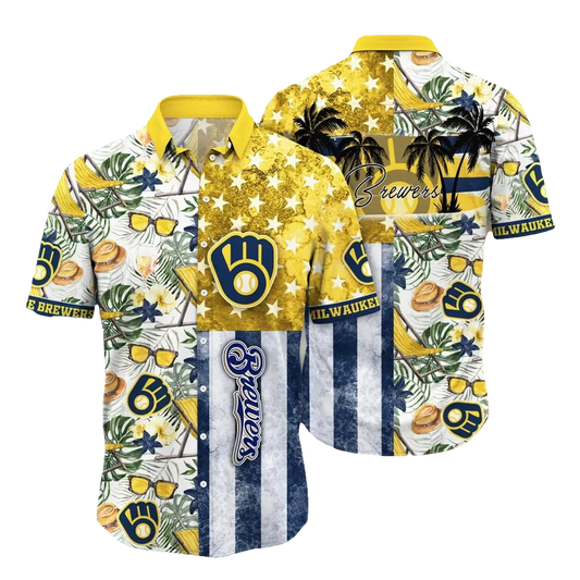 Milwaukee Brewers MLB Flower Aloha Hawaiian Shirt 14, MLB Hawaiian Shirt Moonbestprint
