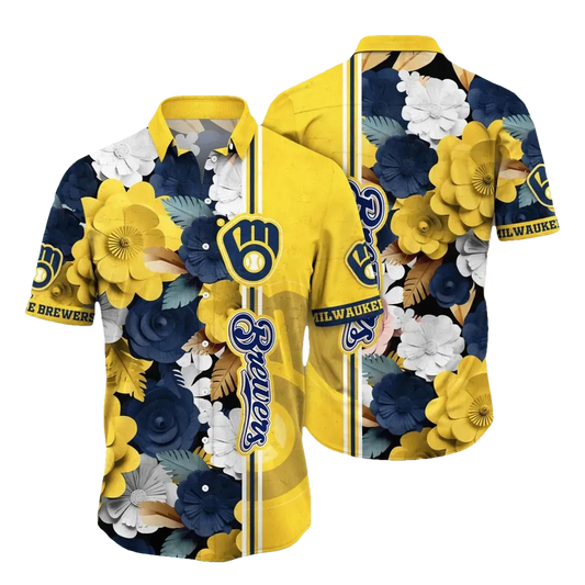 Milwaukee Brewers MLB Flower Aloha Hawaiian Shirt 19, MLB Hawaiian Shirt Moonbestprint