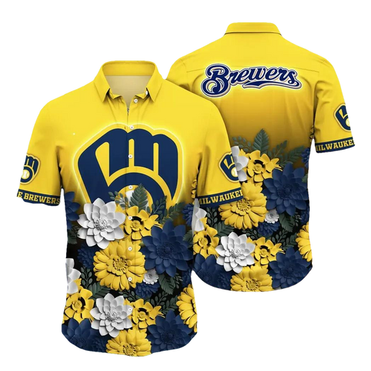 Milwaukee Brewers MLB Flower Aloha Hawaiian Shirt 20, MLB Hawaiian Shirt Moonbestprint