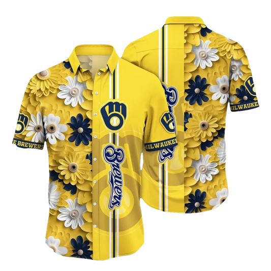 Milwaukee Brewers MLB Flower Aloha Hawaiian Shirt 18, MLB Hawaiian Shirt Moonbestprint