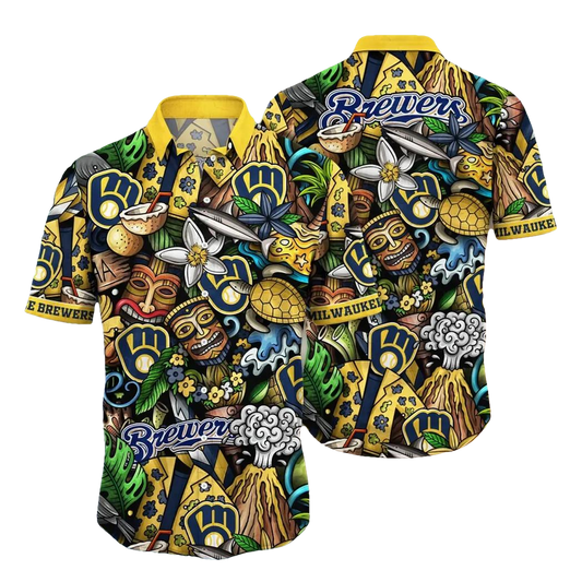 Milwaukee Brewers MLB Flower Aloha Hawaiian Shirt 4, MLB Hawaiian Shirt Moonbestprint