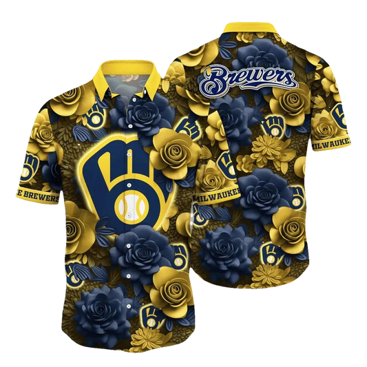 Milwaukee Brewers MLB Flower Aloha Hawaiian Shirt 9, MLB Hawaiian Shirt Moonbestprint