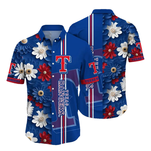 Texas Rangers MLB Flower Aloha Hawaiian Shirt 13, MLB Hawaiian Shirt Moonbestprint