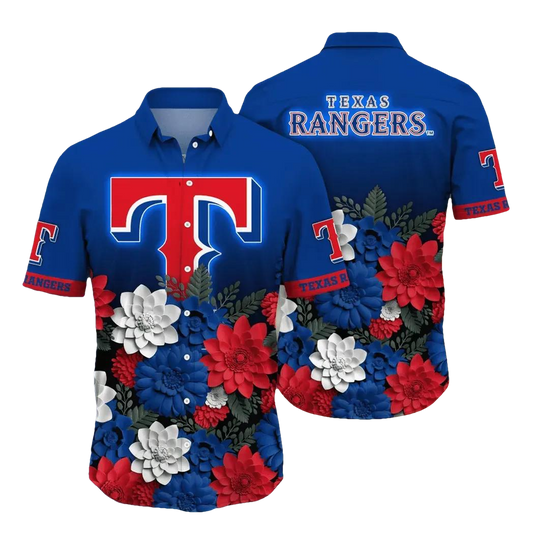 Texas Rangers MLB Flower Aloha Hawaiian Shirt 15, MLB Hawaiian Shirt Moonbestprint