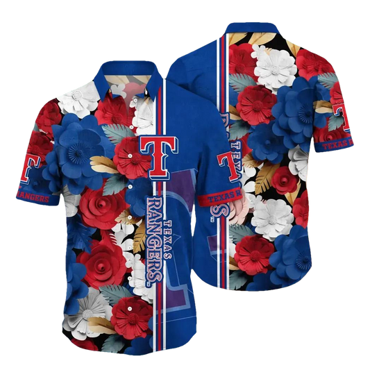Texas Rangers MLB Flower Aloha Hawaiian Shirt 16, MLB Hawaiian Shirt Moonbestprint