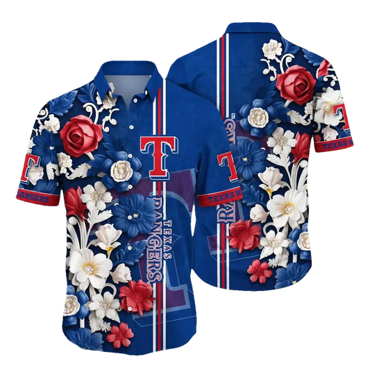 Texas Rangers MLB Flower Aloha Hawaiian Shirt 17, MLB Hawaiian Shirt Moonbestprint