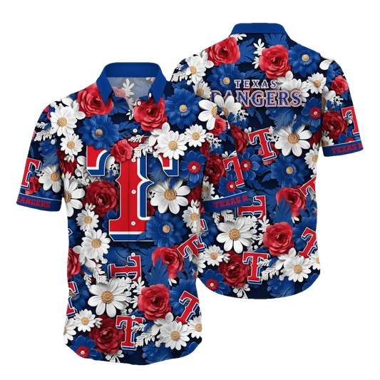 Texas Rangers MLB Flower Aloha Hawaiian Shirt 18, MLB Hawaiian Shirt Moonbestprint