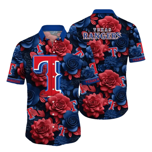 Texas Rangers MLB Flower Aloha Hawaiian Shirt 19, MLB Hawaiian Shirt Moonbestprint
