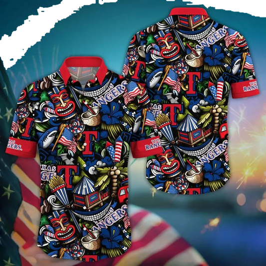 Texas Rangers MLB Flower Aloha Hawaiian Shirt 20, MLB Hawaiian Shirt Moonbestprint