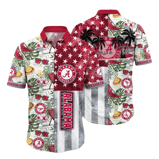 Alabama Crimson Tide NCAA Flower Aloha Hawaiian Shirt 10, NCAA Hawaiian Shirt Moonbestprint