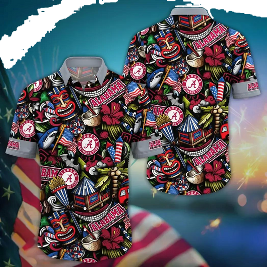 Alabama Crimson Tide NCAA Flower Aloha Hawaiian Shirt 13, NCAA Hawaiian Shirt Moonbestprint
