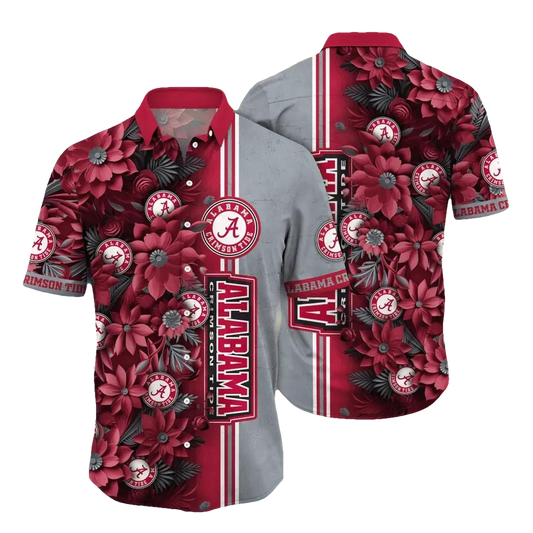 Alabama Crimson Tide NCAA Flower Aloha Hawaiian Shirt 4, NCAA Hawaiian Shirt Moonbestprint