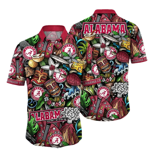 Alabama Crimson Tide NCAA Flower Aloha Hawaiian Shirt 6, NCAA Hawaiian Shirt Moonbestprint