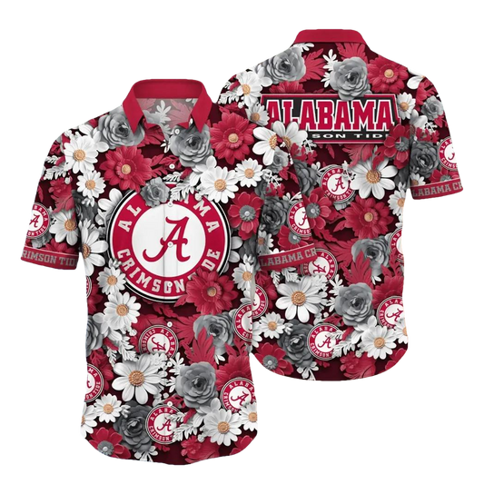 Alabama Crimson Tide NCAA Flower Aloha Hawaiian Shirt 7, NCAA Hawaiian Shirt Moonbestprint