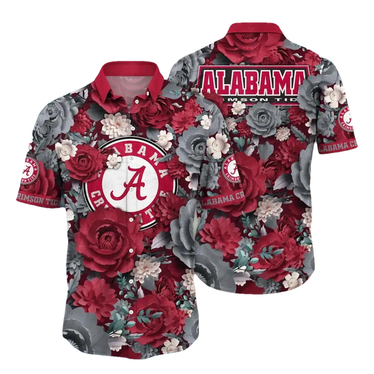 Alabama Crimson Tide NCAA Flower Aloha Hawaiian Shirt 5, NCAA Hawaiian Shirt Moonbestprint