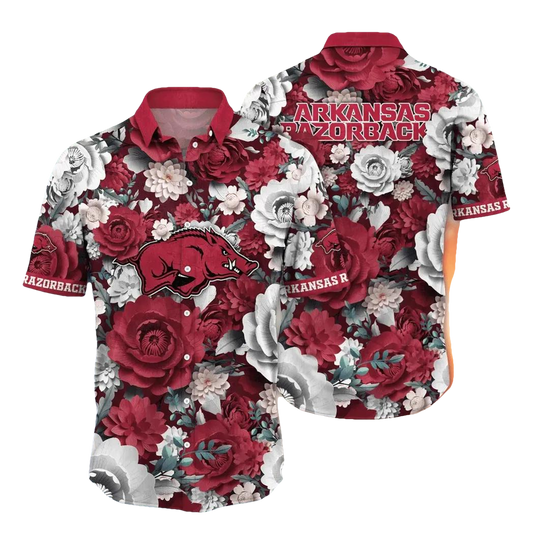 Arkansas Razorbacks NCAA Flower Aloha Hawaiian Shirt 12, NCAA Hawaiian Shirt Moonbestprint