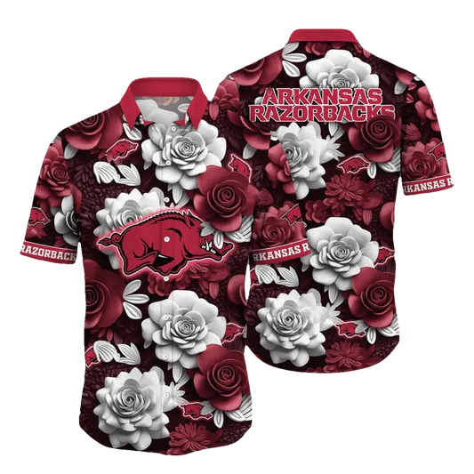 Arkansas Razorbacks NCAA Flower Aloha Hawaiian Shirt 15, NCAA Hawaiian Shirt Moonbestprint