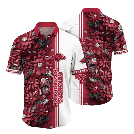 Arkansas Razorbacks NCAA Flower Aloha Hawaiian Shirt 5, NCAA Hawaiian Shirt Moonbestprint