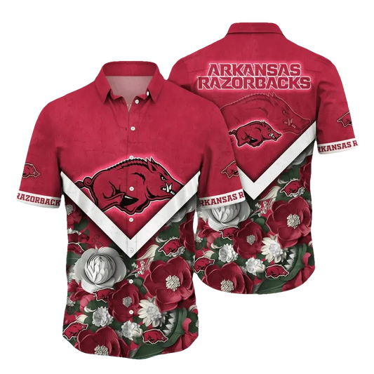 Arkansas Razorbacks NCAA Flower Aloha Hawaiian Shirt 6, NCAA Hawaiian Shirt Moonbestprint