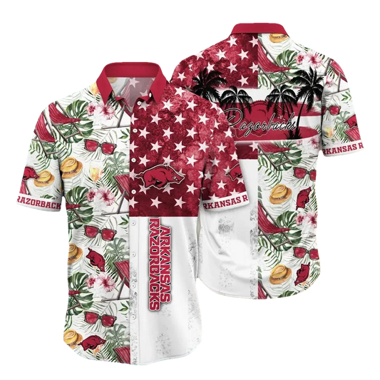 Arkansas Razorbacks NCAA Flower Aloha Hawaiian Shirt 8, NCAA Hawaiian Shirt Moonbestprint