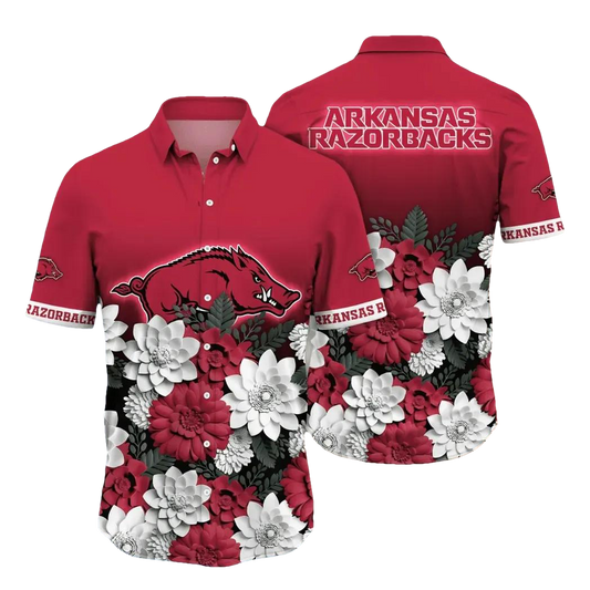Arkansas Razorbacks NCAA Flower Aloha Hawaiian Shirt 9, NCAA Hawaiian Shirt Moonbestprint
