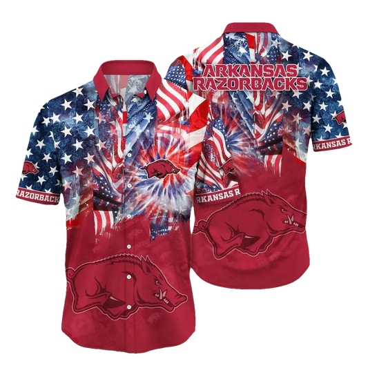 Arkansas Razorbacks Style Hot Trending Summer NCAA Flower Aloha Hawaiian Shirt, NCAA Hawaiian Shirt Moonbestprint