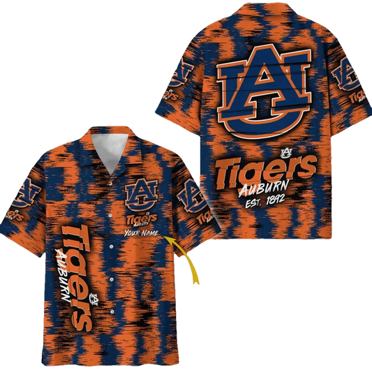 Auburn Tigers Aloha Hawaiian Shirt Custom Your Name, NCAA Hawaiian Shirt Moonbestprint