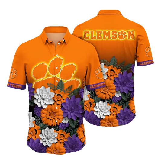 Clemson Tigers NCAA Flower Aloha Hawaiian Shirt 11, NCAA Hawaiian Shirt Moonbestprint