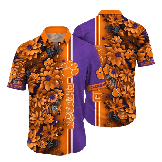 Clemson Tigers NCAA Flower Aloha Hawaiian Shirt 3, NCAA Hawaiian Shirt Moonbestprint