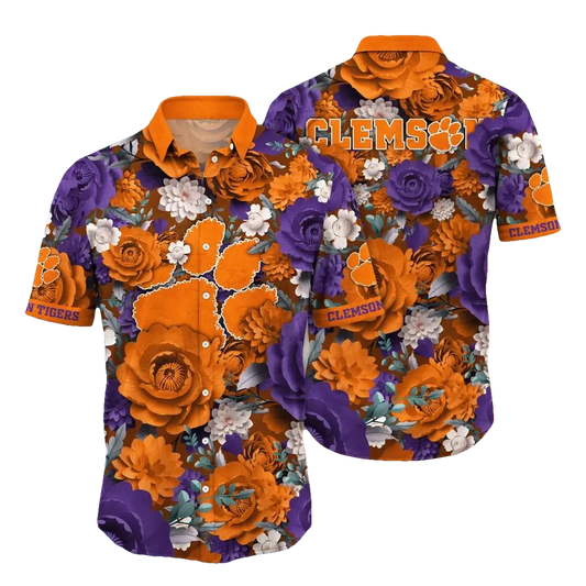 Clemson Tigers NCAA Flower Aloha Hawaiian Shirt 4, NCAA Hawaiian Shirt Moonbestprint