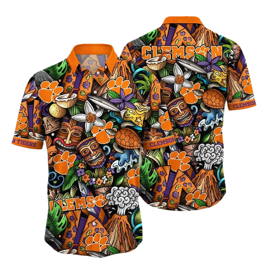 Clemson Tigers NCAA Flower Aloha Hawaiian Shirt 5, NCAA Hawaiian Shirt Moonbestprint