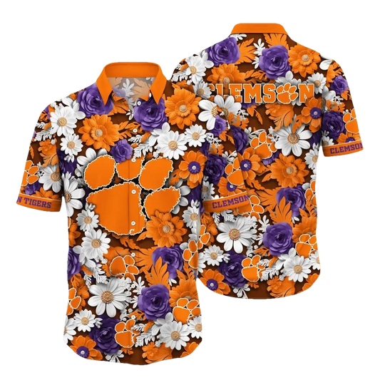 Clemson Tigers NCAA Flower Aloha Hawaiian Shirt 6, NCAA Hawaiian Shirt Moonbestprint