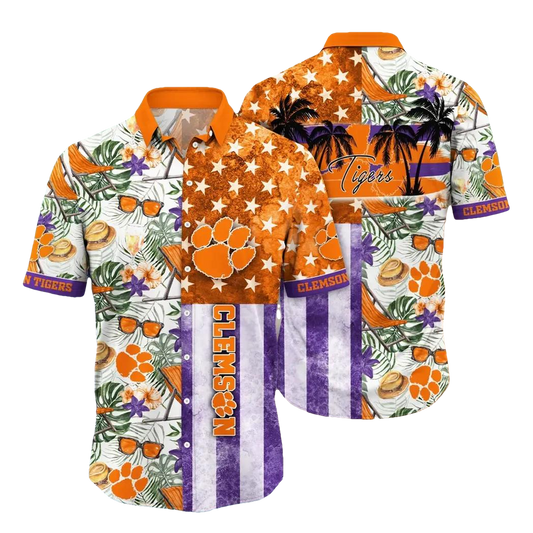 Clemson Tigers NCAA Flower Aloha Hawaiian Shirt 8, NCAA Hawaiian Shirt Moonbestprint