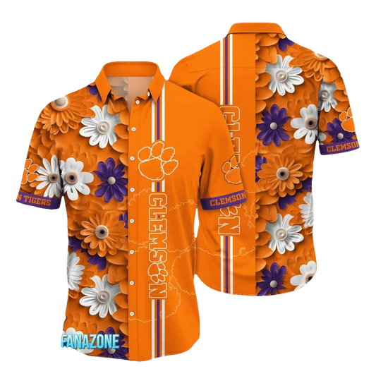 Clemson Tigers Style Hot Trending Summer NCAA Flower Aloha Hawaiian Shirt, NCAA Hawaiian Shirt Moonbestprint