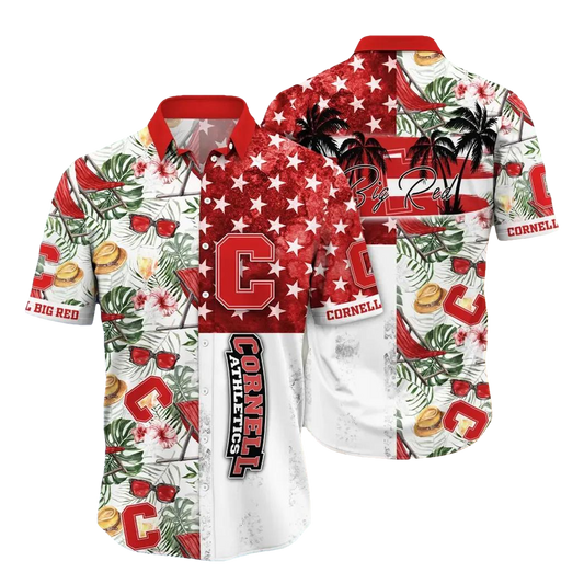 Cornell Big Red NCAA Flower Aloha Hawaiian Shirt 10, NCAA Hawaiian Shirt Moonbestprint