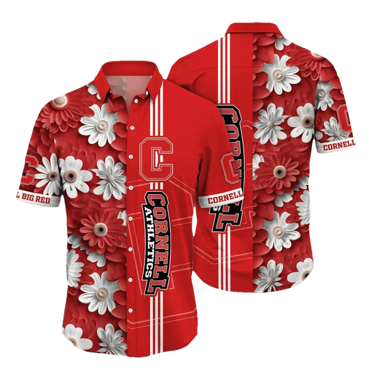 Cornell Big Red Style Hot Trending Summer NCAA Flower Aloha Hawaiian Shirt, NCAA Hawaiian Shirt Moonbestprint